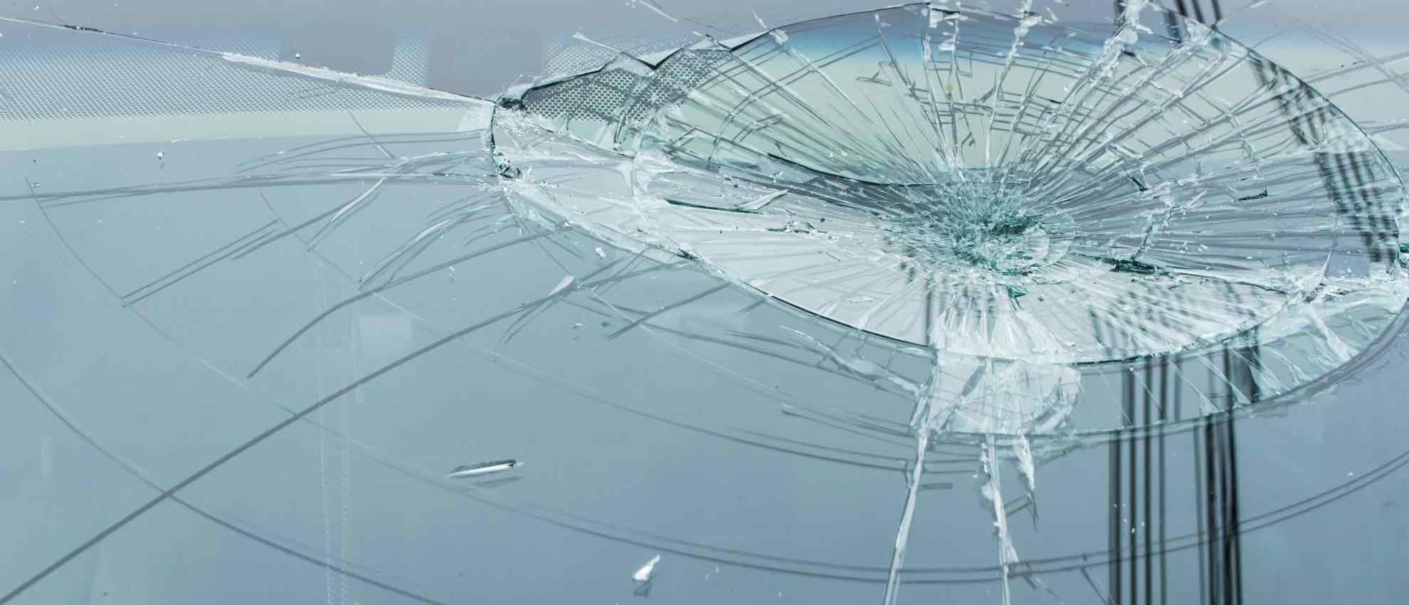 Broken car windshield